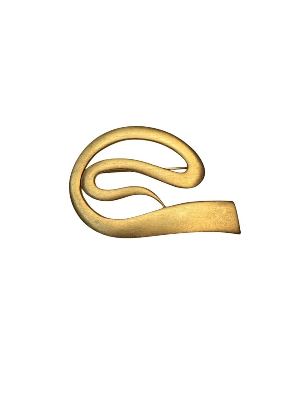 M Jent Gold Tone Modernist Abstract Swirl Brooch 1980s Vintage